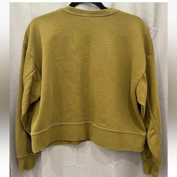 Nike Green Sherpa textured big logo Oversized Cropped Crewneck Sweatshirt Womens - Picture 4 of 6